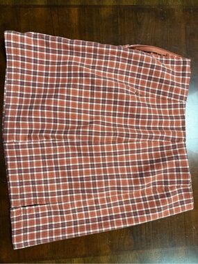 Aeropostale Rust and White Plaid Pencil Skirt